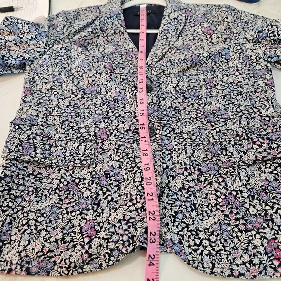Talbots Blazer Jacket Size Medium Ditsy Floral Blue Pink Cottagecore - Picture 10 of 10